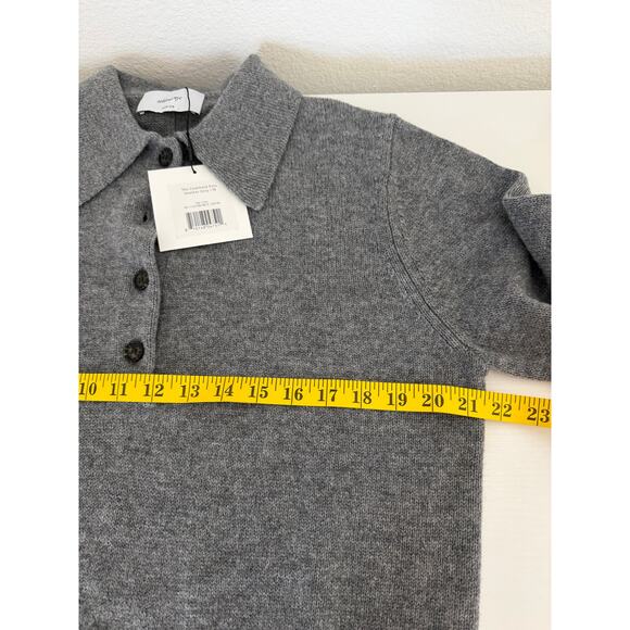 Soldout.NYC The Cashmere Polo Grey Womens Size Medium NWT Collared Sweater - Picture 7 of 8